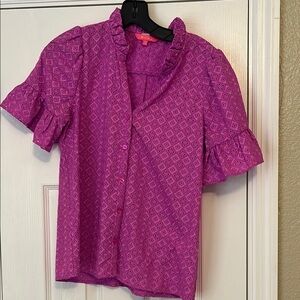 Lilly Pulitzer Fuchsia Patterned Blouse